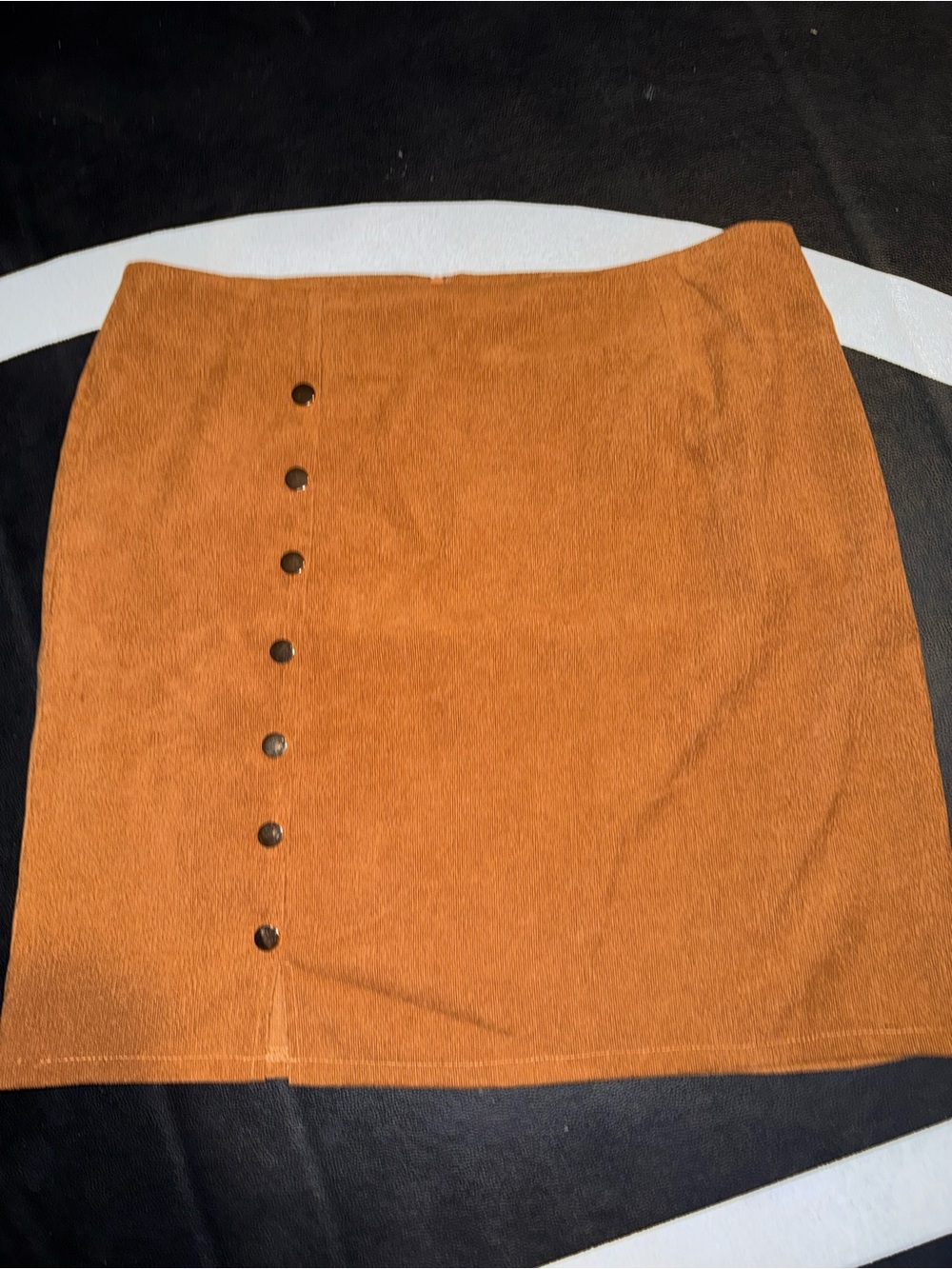 SHEIN Rust Orange Button-Front Suede Mini Skirt